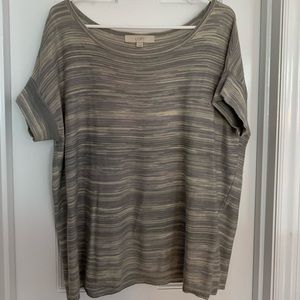 Loft grey short sleeved blouse; sweater material